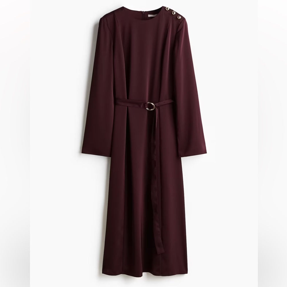 H&M Burgundy Long Sleeve Dress